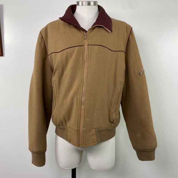 Vintage Other - Vintage Anderson-Little Tan w/ Red Trim Coat Large Wool Blend